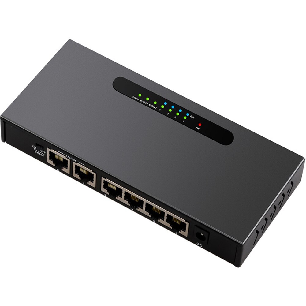 6-Port Poe Switch 4 + 2 100M Enthernet Schakelaar Met 4 Ethernet Poorten 2 Uplink Ethernet Poorten voor Ip Camera Wireless Ap Poe Switch
