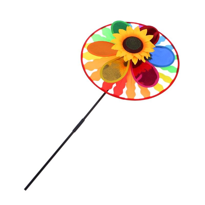 Kids Sunflower Windmill Wind Spinner Rainbow Whirligig Wheel Home Lawn Yard Decor