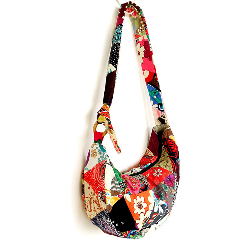 Sac à bandoulière Hippie en coton bohème pour femmes, sacoche à bandoulière Hobo, pur fait à la main