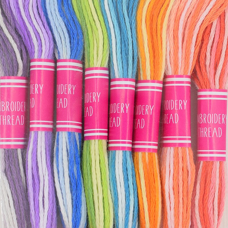 8M/pc 6 Strands Cross Stitch Thread 8 Color Series Cotton Embroidery Thread DIY Handcraft Sewing Materials