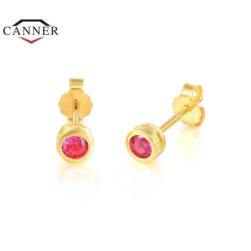 CANNER Rose Red Zircon Crystal Small Ear Hoops Huggie orecchini per le donne Piercing cartilagine Hoop orecchino regali di gioielli di moda