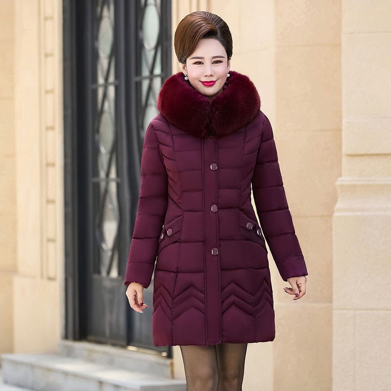 Abrigo de algodón para mujeres de mediana edad y ancianos, Parka de longitud media y grande, chaqueta con capucha, Parkas 5XL, novedad de invierno