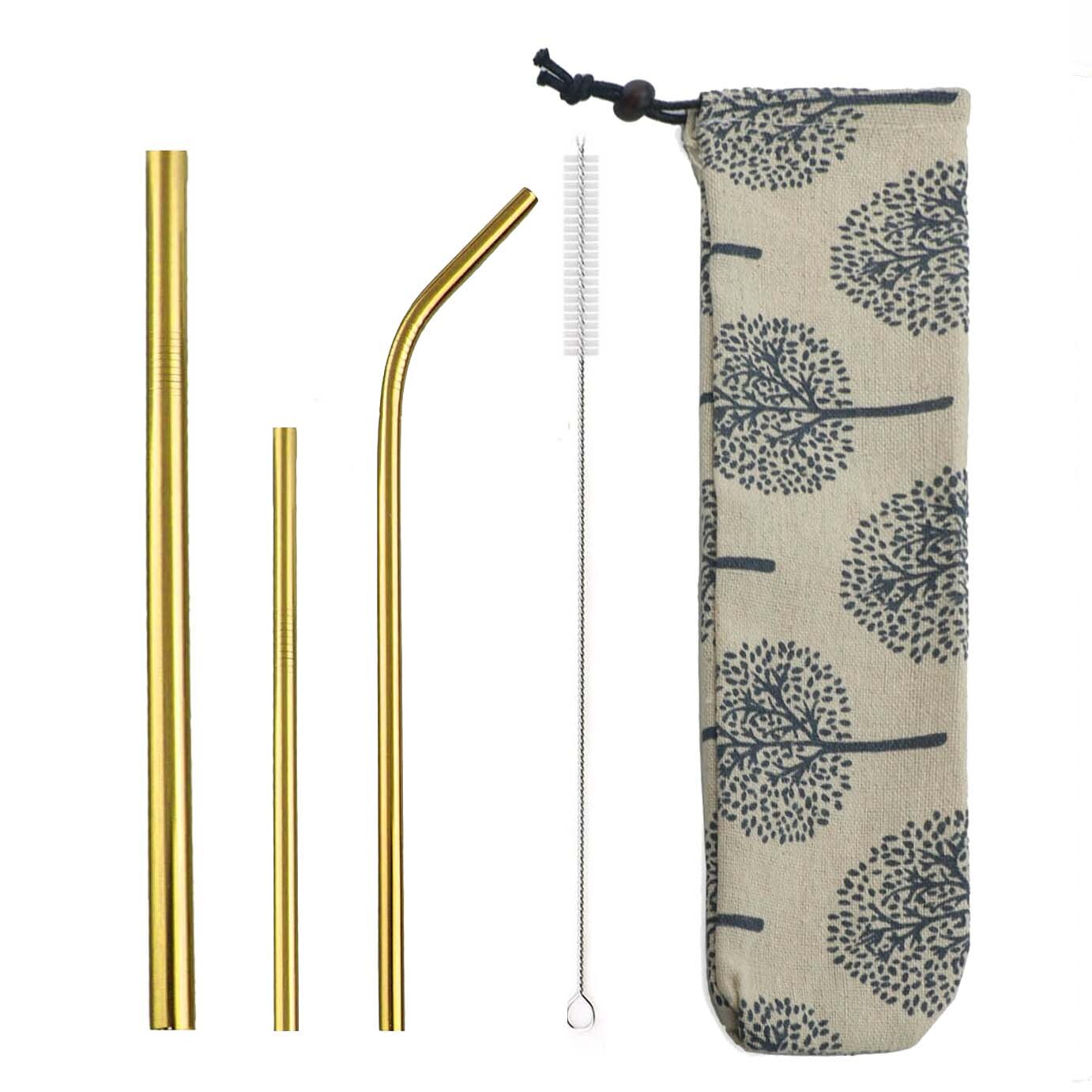 5 stk mini korte 160 215mm farverige 304 rustfrit stål sugerør genanvendelige sugerør bøjet metal sugerør med rensebørstepose: Guld b