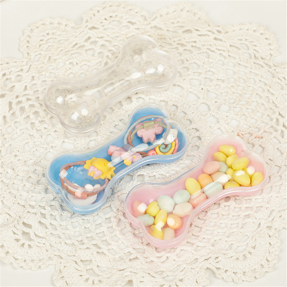 Dog Bone Shape Storage Box Transparent Candy Packaging Box Plastic Storage Jewelry Food Container Festival Box