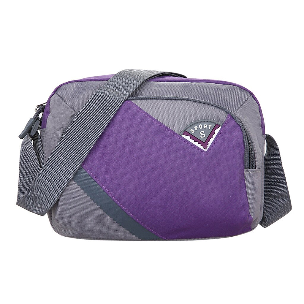 Mannen Vrouwen Nylon Waterdichte Grote Effen Kleur Capaciteit Schouder Messenger Crossbody Tassen Sacoche Femme #25: Purple