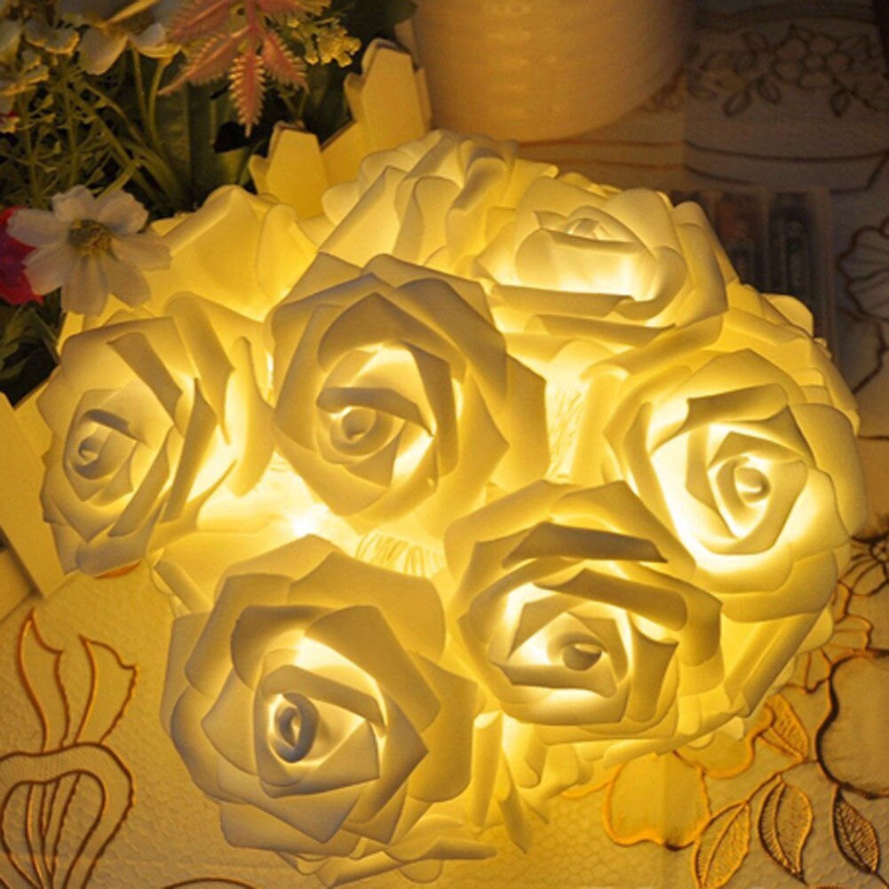2.5M LED Rose Flower String Lights Foam Rose Flower Garland Fairy Lights For Valentine's Day Wedding Garden Xmas Decor lantern: warm white