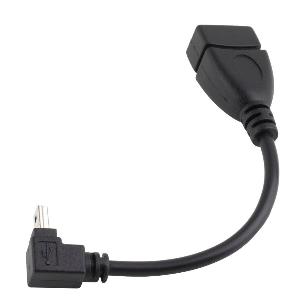 Black Portable USB A Female to Mini 5P USB B Male Conversion Adapter OTG Cable Upwards