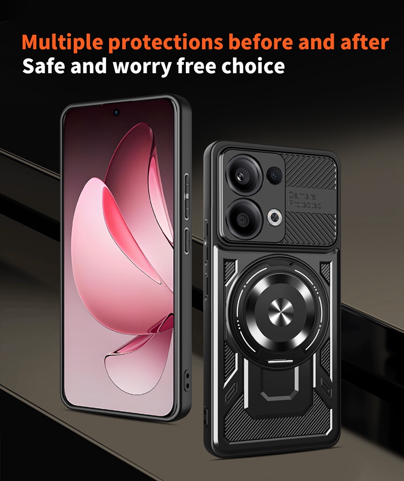 Funda de anillo con soporte magnético de armadura de lujo para OPPO Reno 13 Pro Reno13 13F 13 F Reno13F 5G Magsafe cubierta de carga inalámbrica