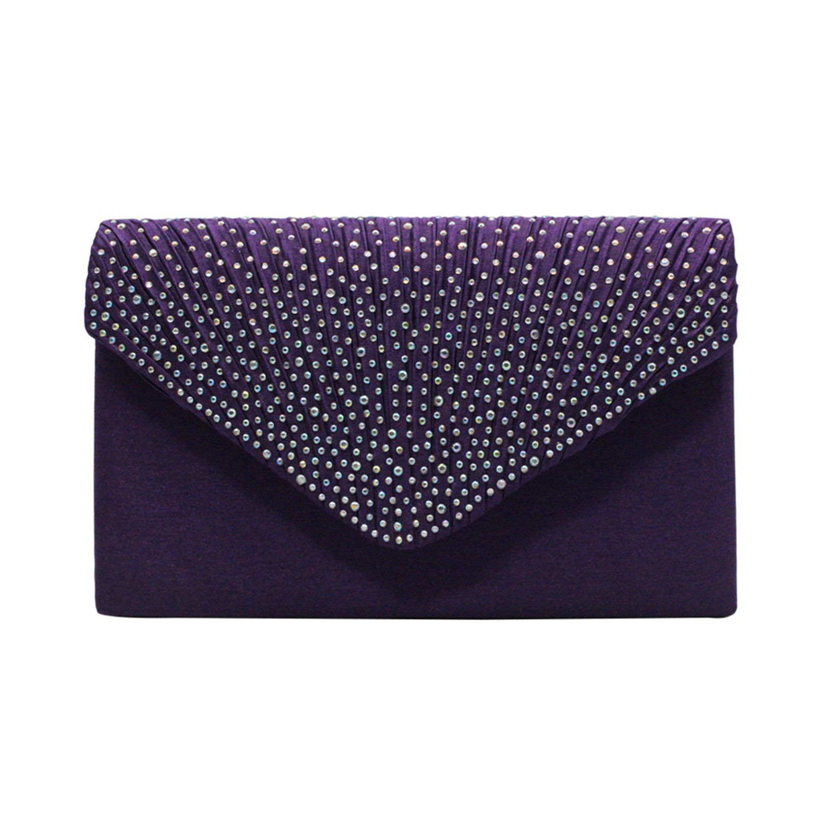 Bolsos de mano elegantes a la para mujer, bolso de hombro de satén con diamantes de imitación y cadena fina, vestido de y banquete, bolsos de noche a juego: Morado