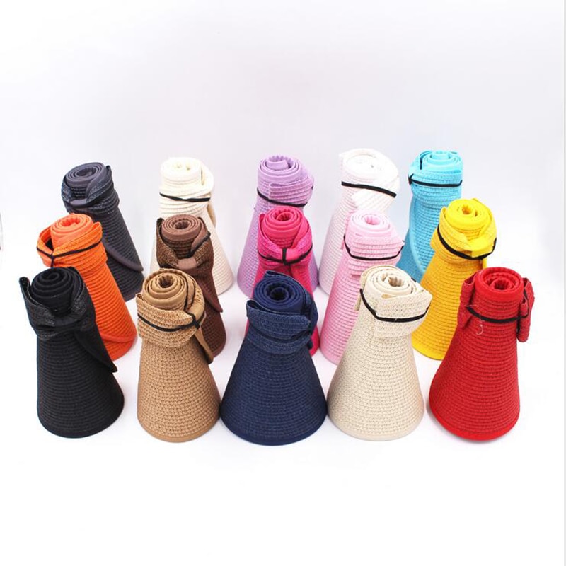 OZyc-Chapeau de soleil pliable à Large bord, pour femmes, Chapeau de plage, en paille, , , printemps été