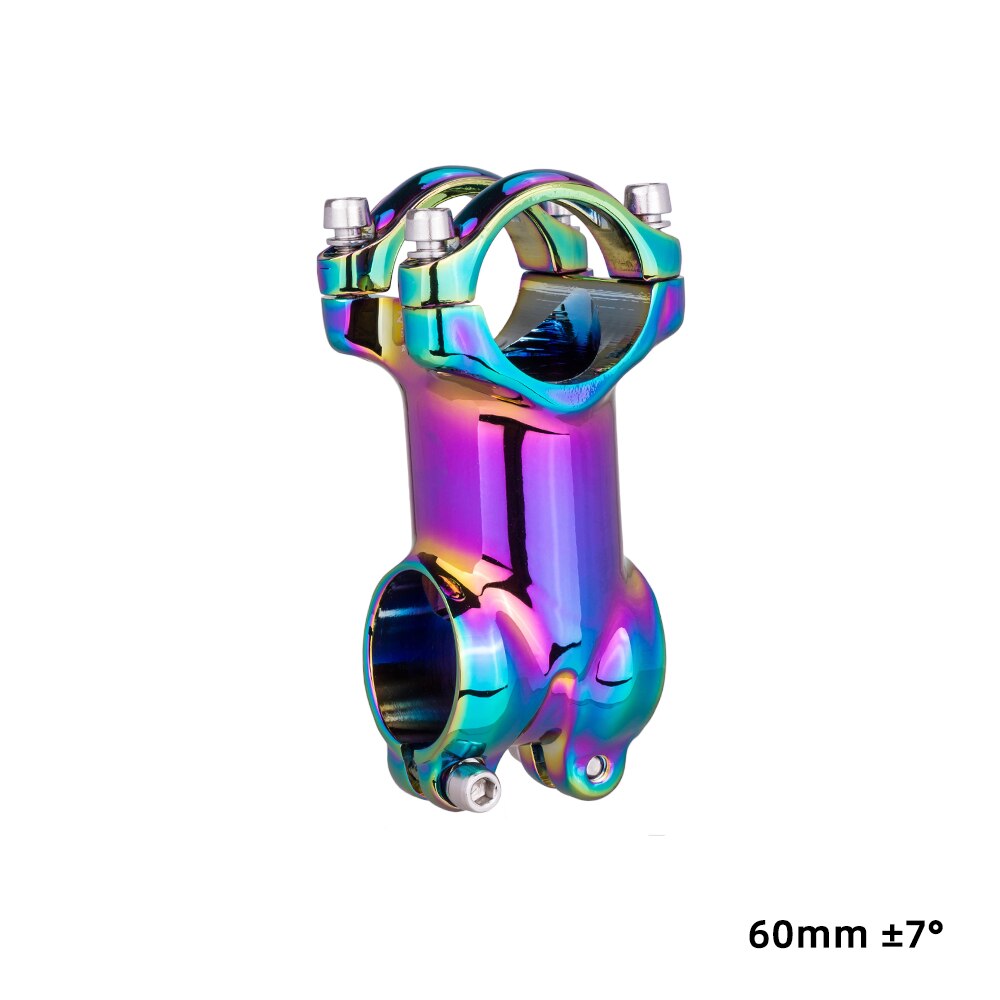 ZTTO Rainbow MTB Road Bike Oil Slick Stem 17 7 Degree 60 70 80 90mm High Strength Lightweight Fit 31.8mm Handlebar XC AM: 7degree 60mm rainbow