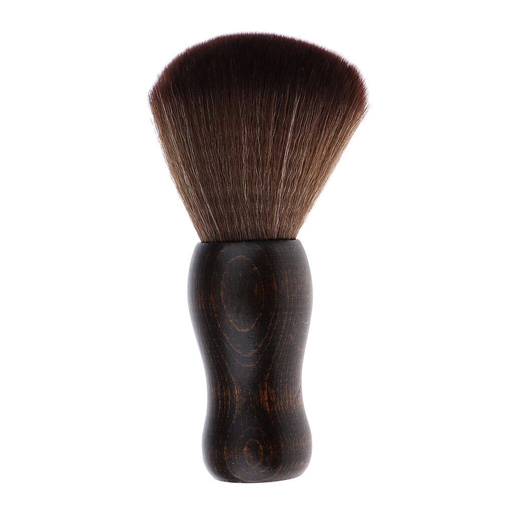 Plumeau doux pour le cou, brosse propre pour coupe de cheveux, Salon de coiffure, poignée en bois
