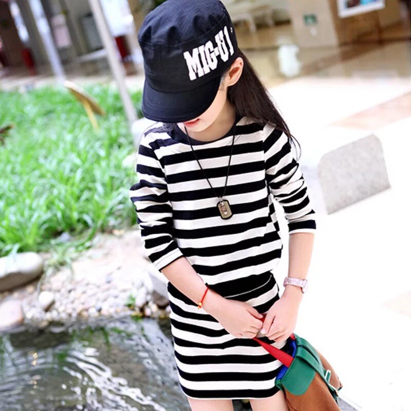 Dress For Girls Autumn Girls Dress Striped Long Sl... – Grandado