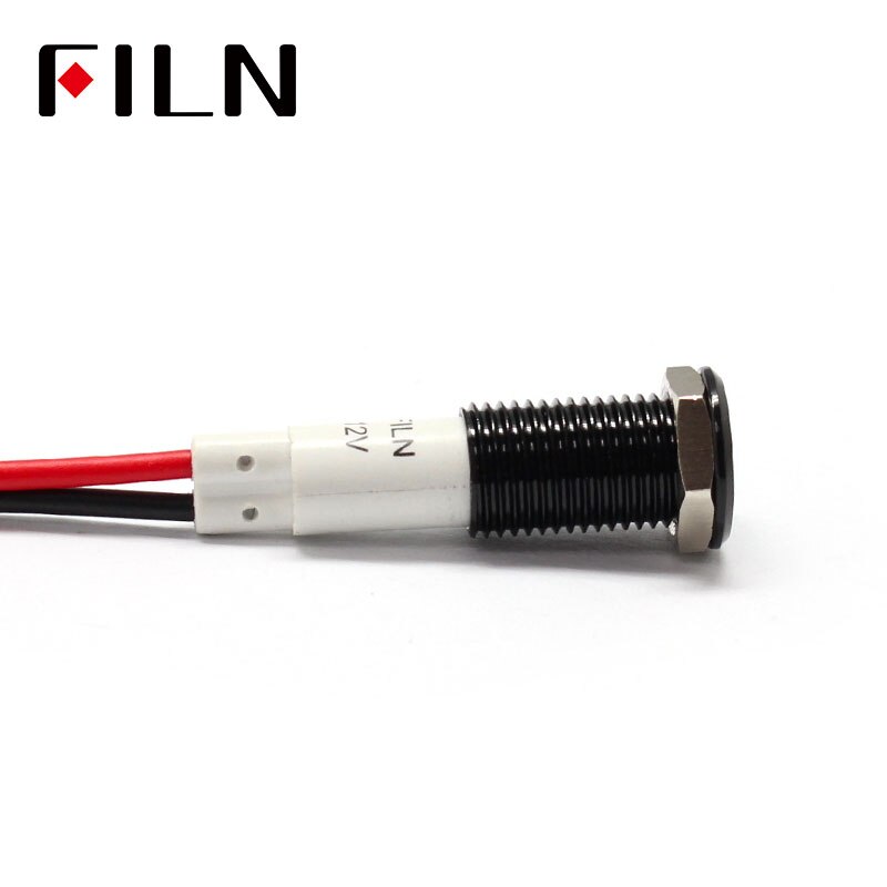 Filn 10mm bil instrumentbräda dödskalle symbol led röd gul vit blå grön 12v led indikatorlampa med 20cm kablar