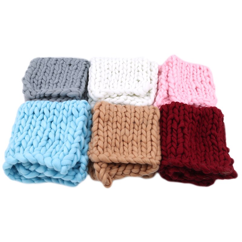 Arrivals knitted Wool Crochet Baby Blanket Newborn Photography Props Chunky Knit Blanket Basket Filler1