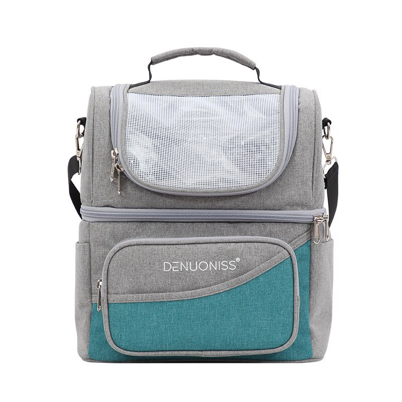 13L Lekvrije Dubbellaags Koeltas Grote Lunch Picknick Box Kan Houder Ijs Pac Thermische Maaltijd Dranken Isolatie Cool schoudertas: GRAY