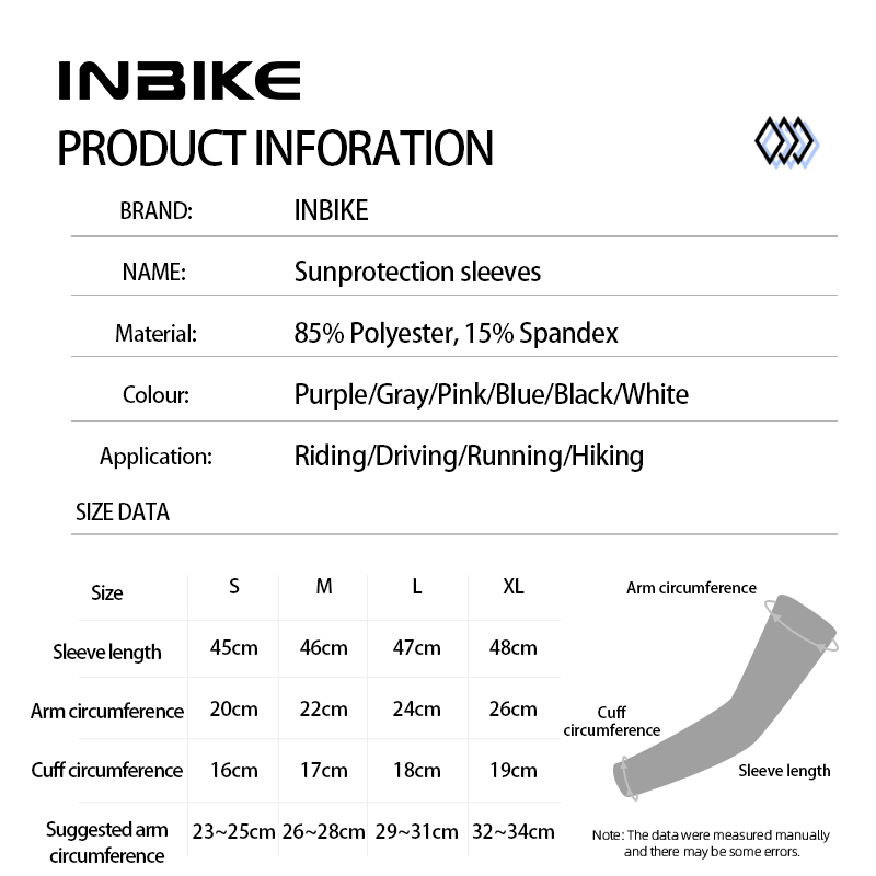 INBIKE Manicotti da ciclismo per braccio Uomo Manicotti di protezione UV per bicicletta Copri braccio per protezione solare Copri braccio in seta di ghiaccio Accessori per biciclette