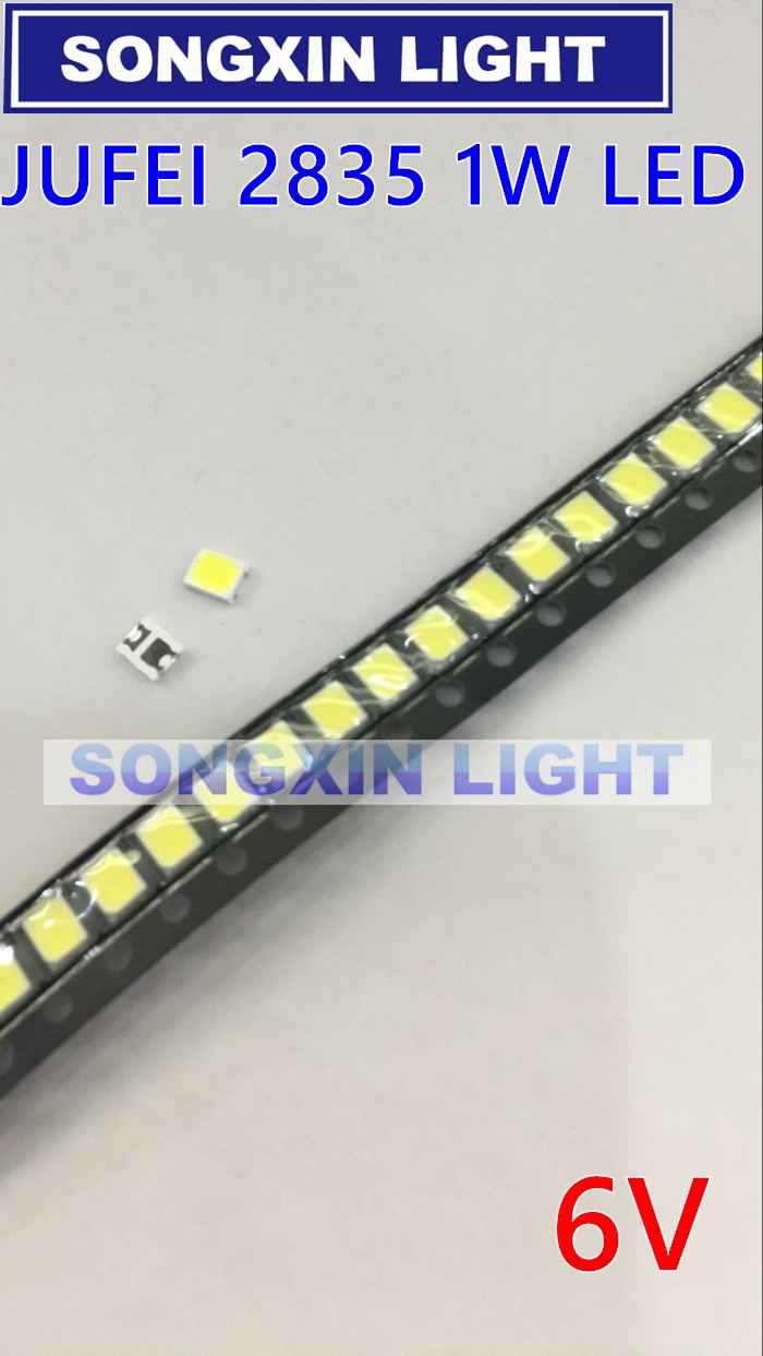 120pcs/Lot Jufei 1W 2835 6V SMD LED 3528 106LM Cool white For TV/LCD Backlight Application