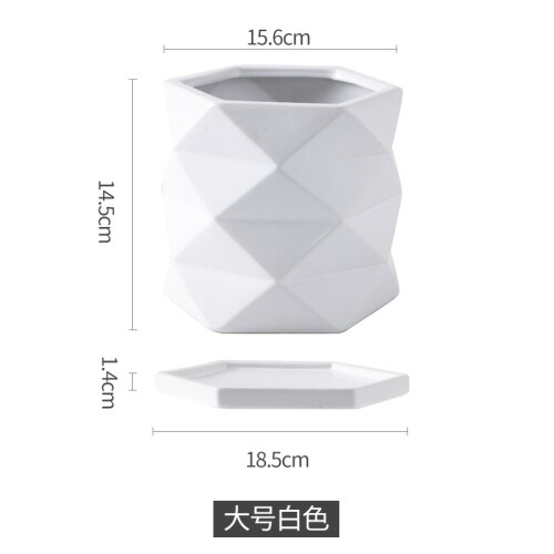 Keramik Blumentopf Geometrische Hexagon Amerikanischen Schreibtisch drinnen und draussen Topf Fleischigen Grünen Dill Rose Topf mit Tablett Heimat Dekor: S
