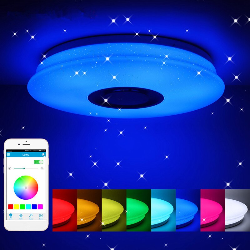 Smart Led App + Afstandsbediening Bluetooth Speaker Met Rgb Dimbare Plafondlamp Panel Lamp Loundspeaker Speler Voor Kinderen Slaapkamer