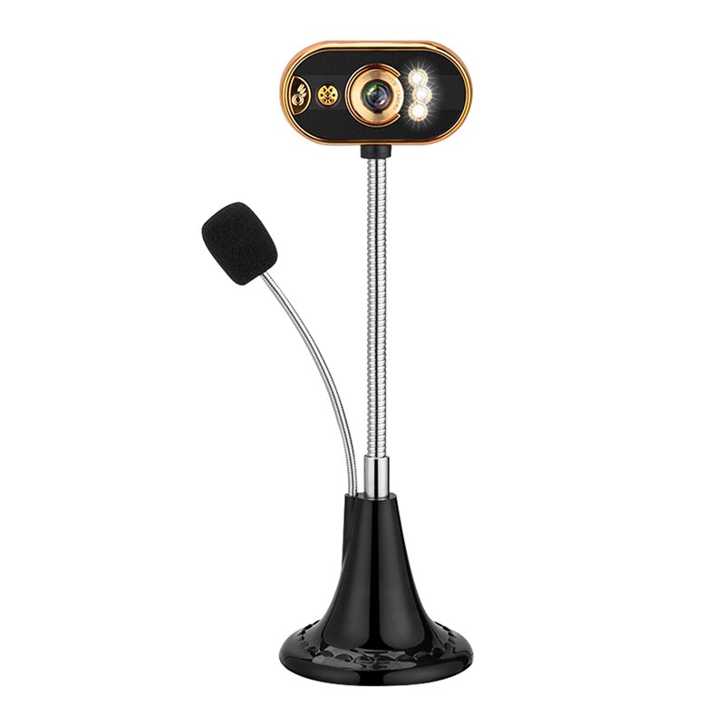 HD Webcam USB Video Webcam Camera Night vision Camera with Microphone For PC Laptop Computer Video Teaching Live: Gold