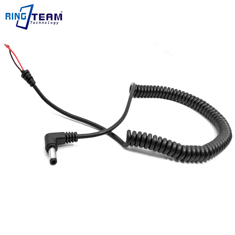 Spiraal Opgerolde Power Cord Kabel 5.5x2.1mm Mannelijke Tip Connector Haaks DC Plug voor AC-PW20 NP-FZ100 DR-E6 DR -400 DMW-DCC3 DC Koppeling