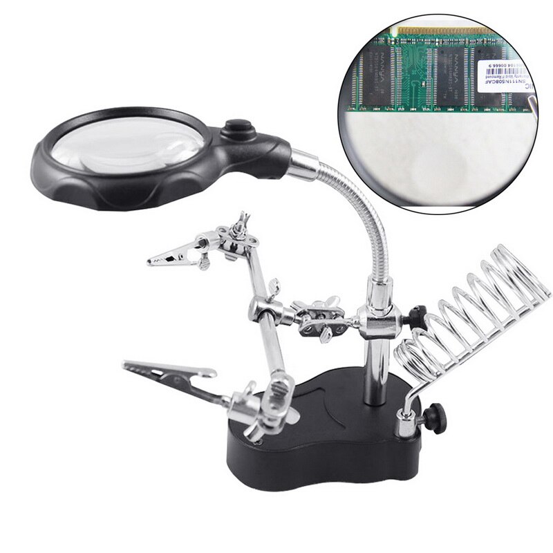 Soldering Iron Station Stand With Welding Magnifier Glass Clip Clamp Third Hand Magnifying Glass Soldering Holder Repair Tool: 1