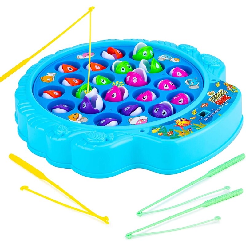28EC giocattolo da pesca magnetico regalo per feste di compleanno esercizio manuale Set di pesci di simulazione senza BPA con tavola rotante regalo divertente per bambini