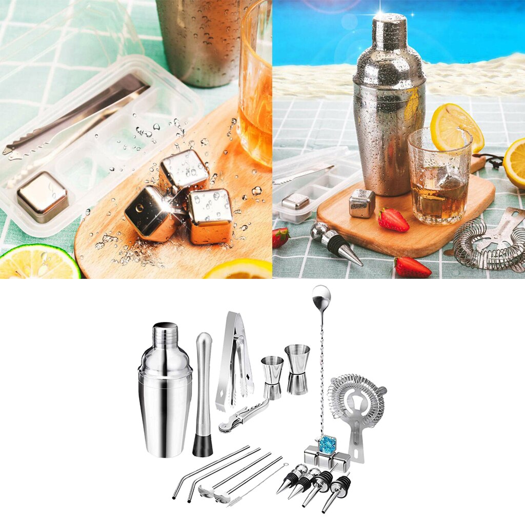 22Pcs Barman Kit Cocktail Shaker Rvs Bar Set Martini Maker Tool