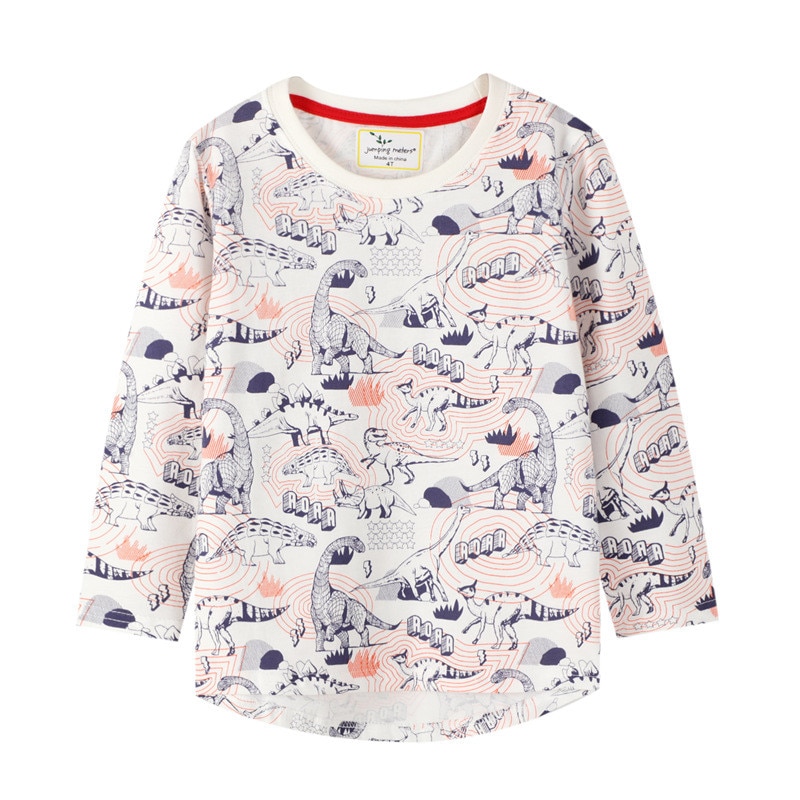 Saut mètres à manches longues animaux t-shirts pour automne printemps enfants t-shirts coton dinosaures bébé vêtements hauts