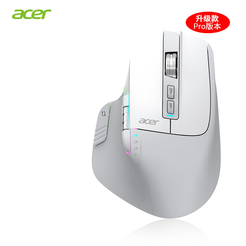 Acer Omr225 Gamer-Maus, 3-Modus, kabellose Bluetooth-Maus, Dual Scroll, ergonomische Maus, individuelle Programmierung, Gaming-Mäuse, Büromaus: green