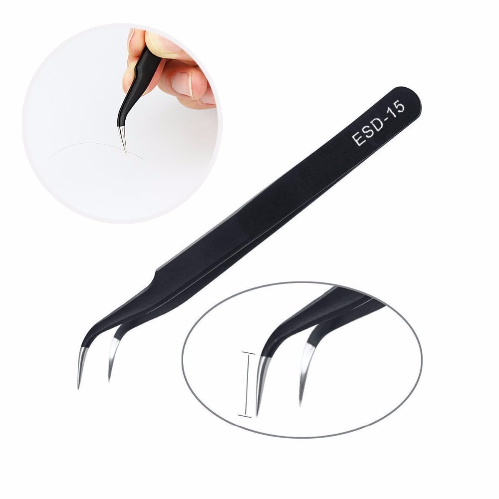 BGA Reworking Soldering Hand Tools ESD15 Stainless Steel Anti-static Tweezers For Computer Repair Maintenance