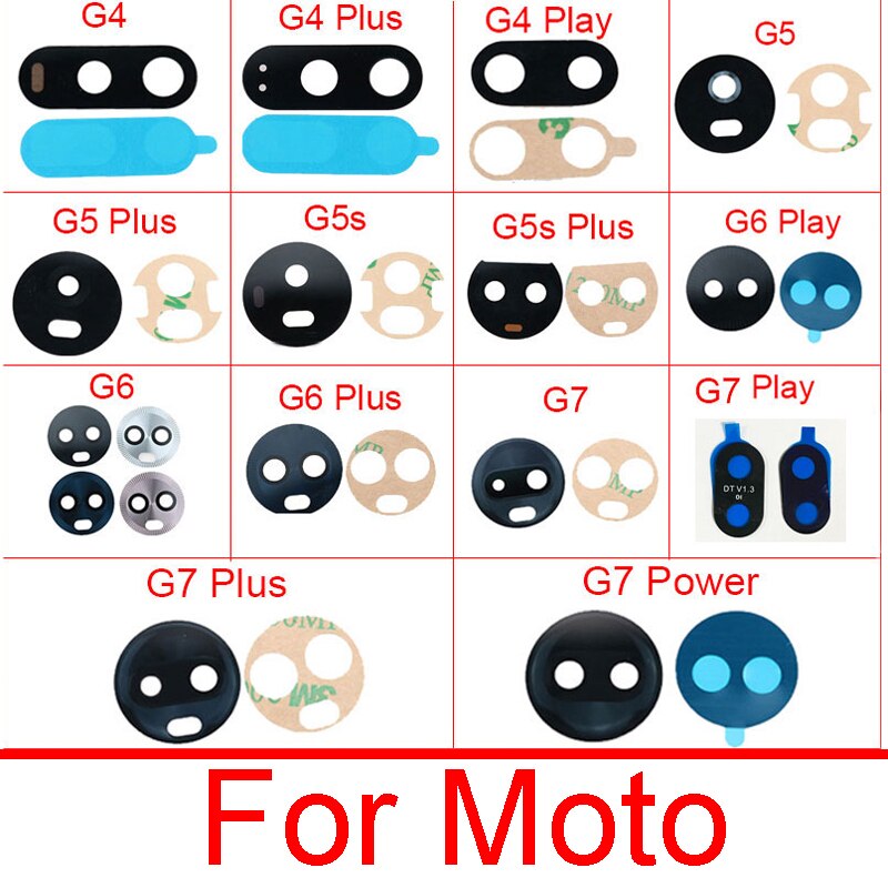 Back Camera Glass Lens For Motorola Moto G4 G5 G5s G6 G7 Plus Play Power Rear Main Camera Glass Lens with Adhesive Sticker