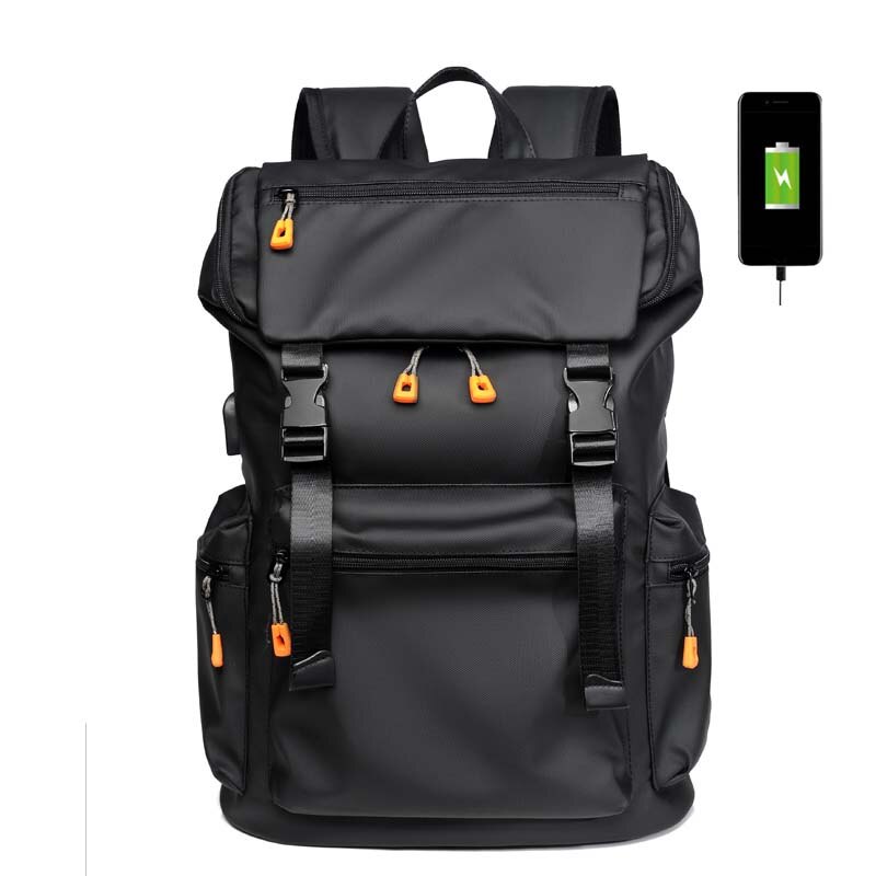 2022 Men Backpack Multifunctional Waterproof Backpacks 15.6 Inch Laptop Bag Man USB Charging Travel Bag Large Capacity: black with USB