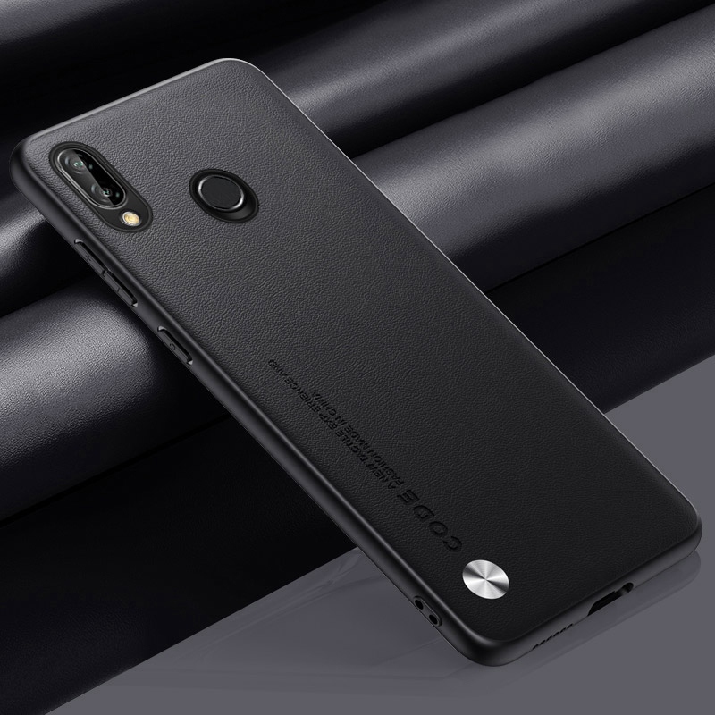 Funda de cuero PU de lujo para Huawei Nova 3 3i Nova3 i, funda trasera de silicona mate, funda de teléfono de protección completa para Huawei P Smart Plus: Aluminio / Negro