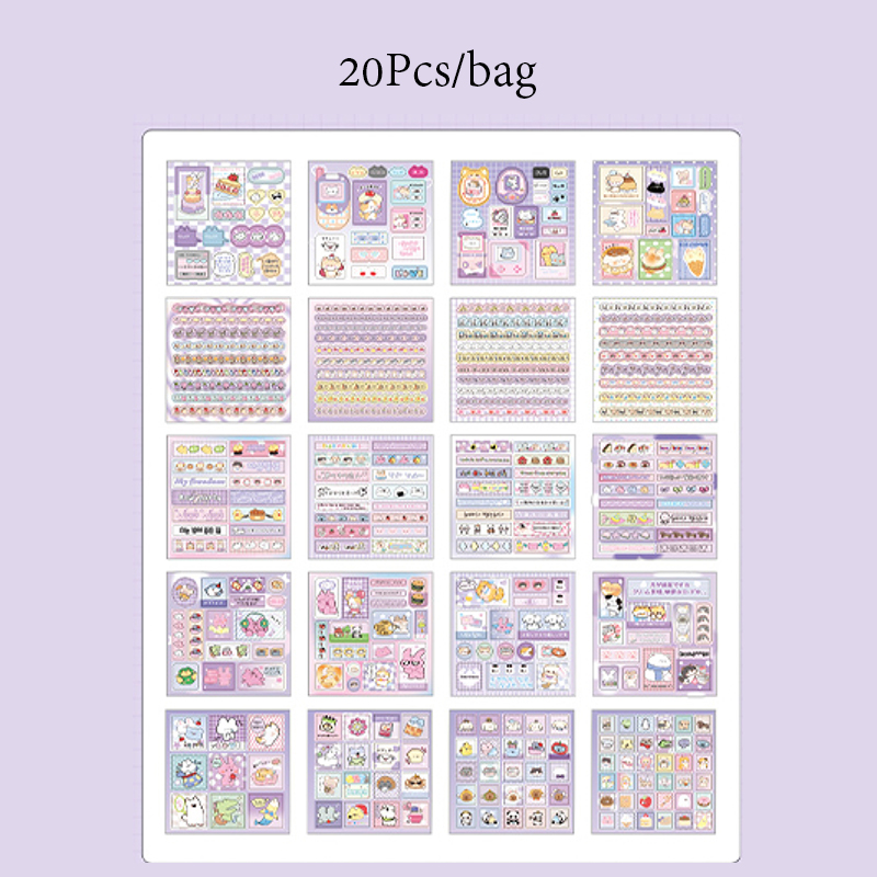 Mr. Paper, mini pegatinas lindas de animales de dibujos animados, álbum de recortes, funda de teléfono, decoración de diario, pegatinas de suministros de papelería, 20 hojas/libro: Rojo