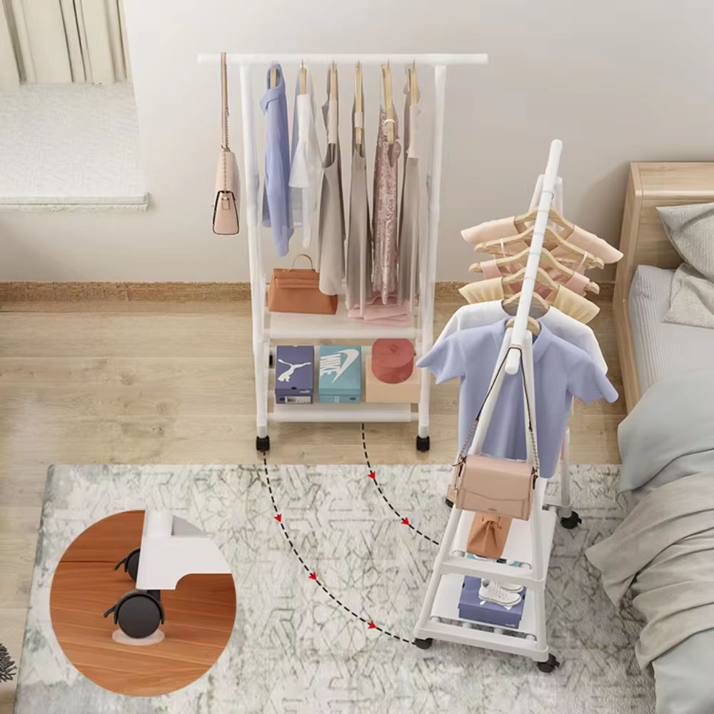 Clothes Rack Triangle Pulley With Wheels Hangers Coat Rack Living Room Bedroom Furniture Hangers Floor-Standing Clothes Racks
