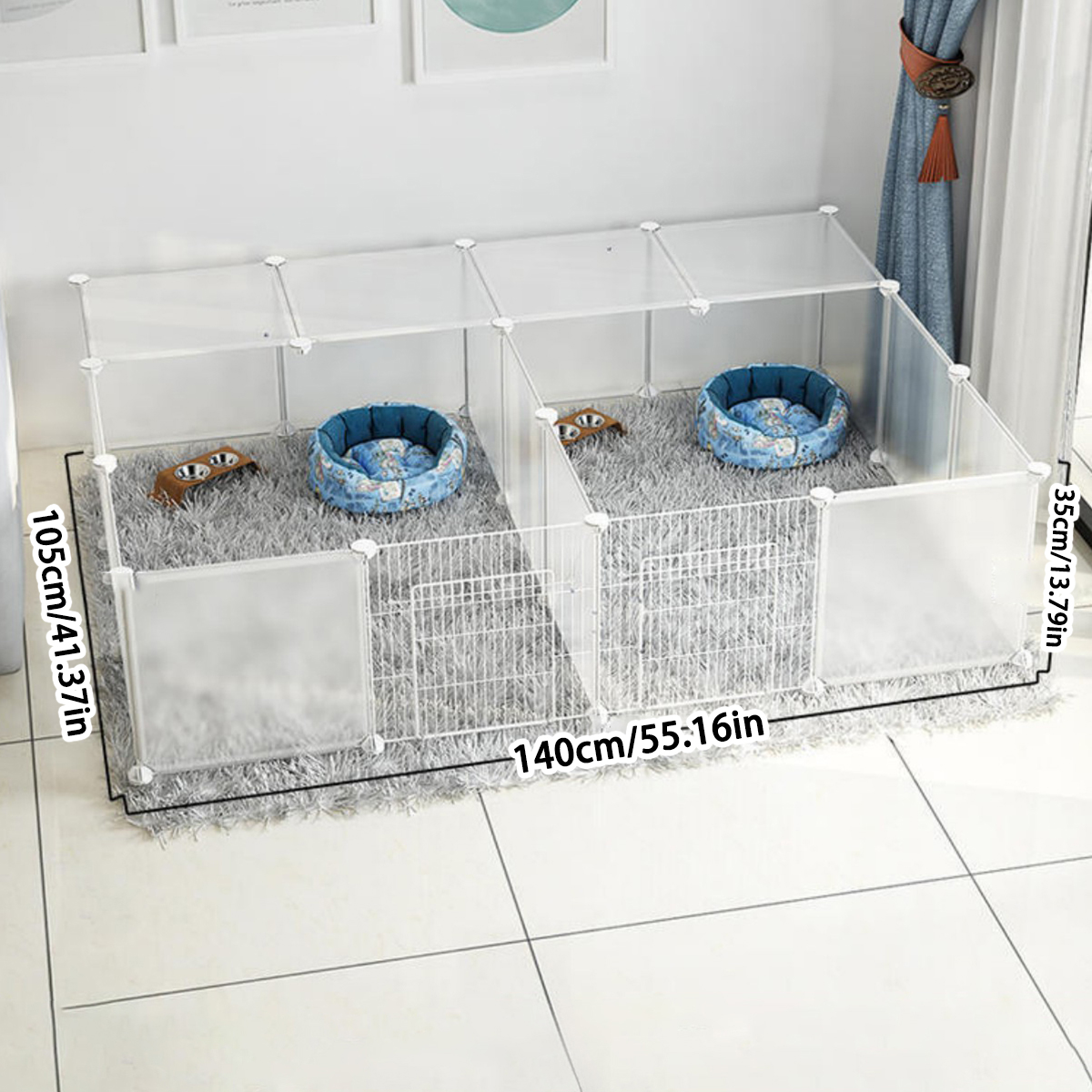 Isolatiebord voor kleine dieren, beschermhek voor kleine en middelgrote honden, verwijderbaar hek voor huisdieren, transparante kooi, kattenkooi, afneembaar en wasbaar