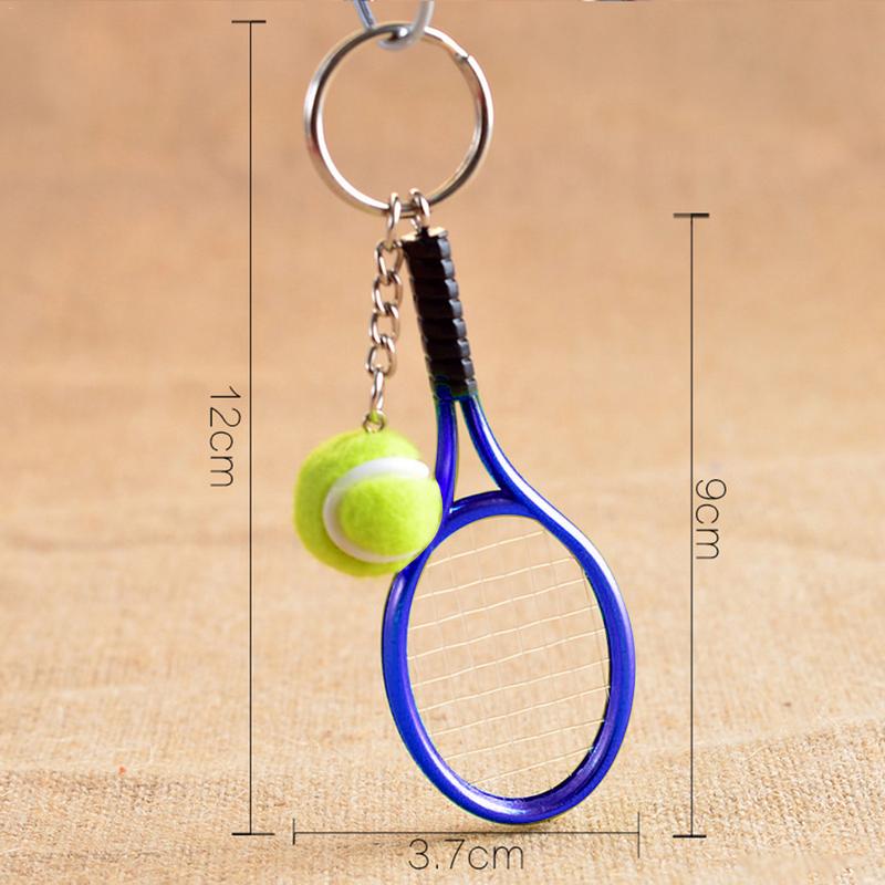 Mini Tennis Racket Handmade Souvenir Cute Tennis Racquet Ball Keychain Key Sports Chain Car Bike Keyring Novelty