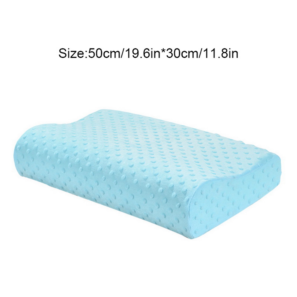 Volwassenen Hals Beschermen Memory Foam Kussen Met Effen Fluwelen Kussensloop Voor Slaapkamer Cervicale Gezondheidszorg Verbeteren Zacht Slapen: 50x30cm blue