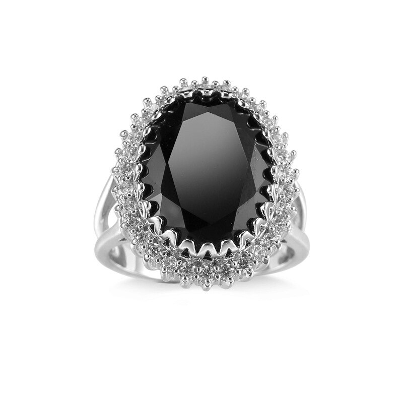 Sexy Lady Black &amp; White Aaa Cz 925 Stempel Ring Full Size Vrouwen Sterling Zilveren Sieraden Ringen