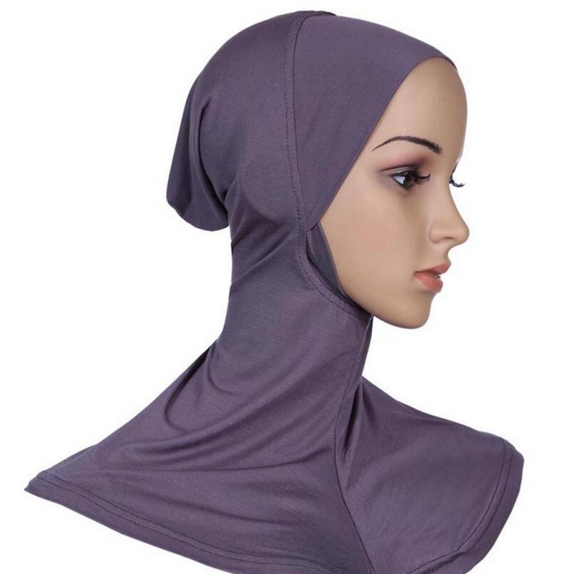 Chapeaux sous-foulard islamique, couvre-chef Hijab de Style classique croisé, couverture complète, doux et extensible, Sport musulman, intérieur: Gray