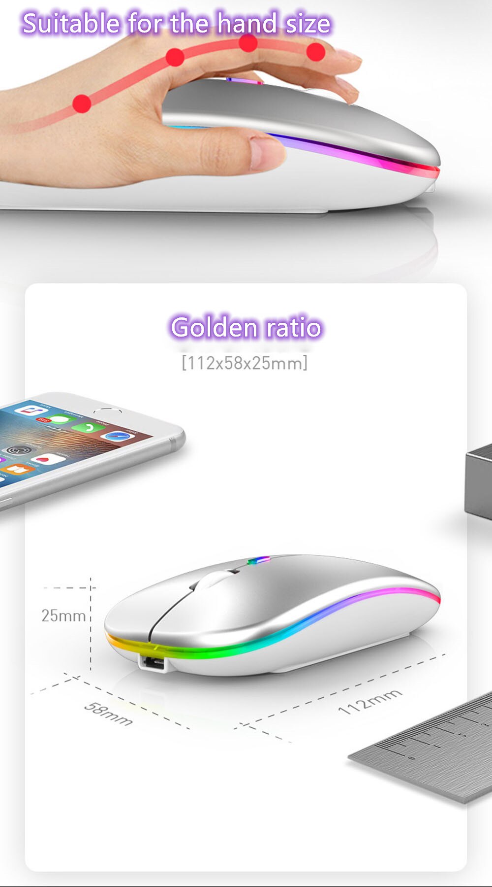 Windays bezprzewodowa mysz Bluetooth 2.4G Macbook darmowa wysyłka akcesoria komputerowe LapTop PC cichy przenośny akumulator RGB nowość