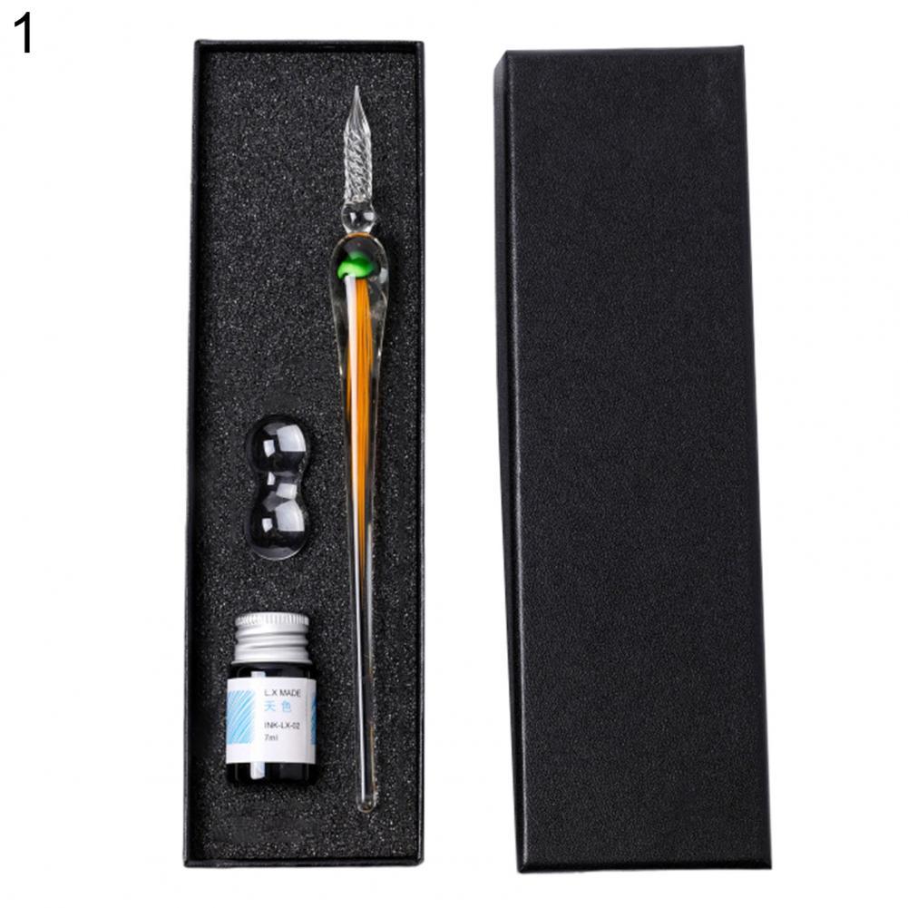 1 Set Dip Pen Beautiful Ergonomic Handle Jellyfish Pattern Drawing Calligraphy Glass Pen Kit for: 1