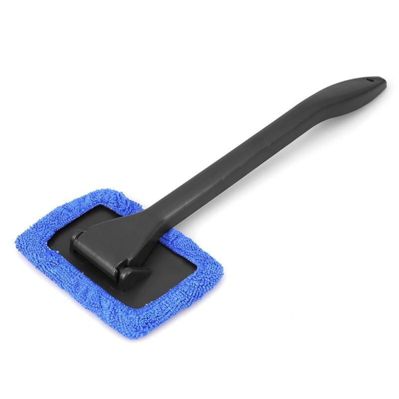Auto Car Window Cleaner Windshield Windscreen Microfiber Car Cleaning Brush Sponge Tool Long Handle Car Care Glass Towel: Blue Brush Set