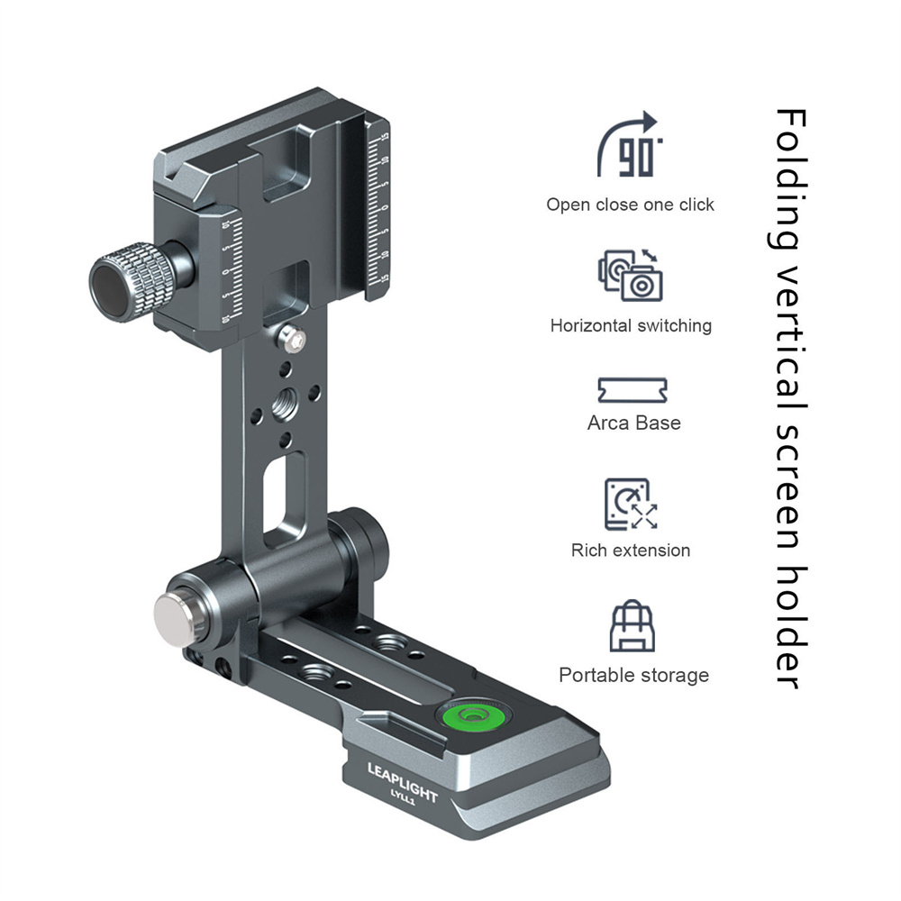 Support en L pour appareil photo Arca, plaque à dégagement rapide, support de prise de vue Vertical avec chaussure froide de 1/4 pouces pour trépied d'appareil photo SLR DSLR, support vidéo en direct