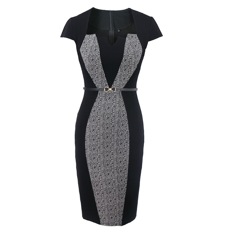 Office Lady Formal Suit Female Business Work One Piece Dress Suits for Women Contrast Patchwork Bodycon Pencil Dresses XXL: Gray / XXL