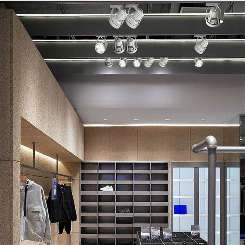 Led Tracks Licht Armatuur Rail Cob Plafondlamp Spotlight Verlichting Voor Kleding Winkel Woonkamer Winkel Lamp