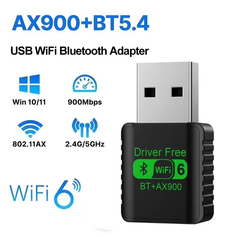 AX900 Wifi 6 Mini USB Dongle Scheda di rete BT 5.4 Ricevitore Dongle per Win 10/11 PC Dual Band 2.4G/5Ghz: Oro