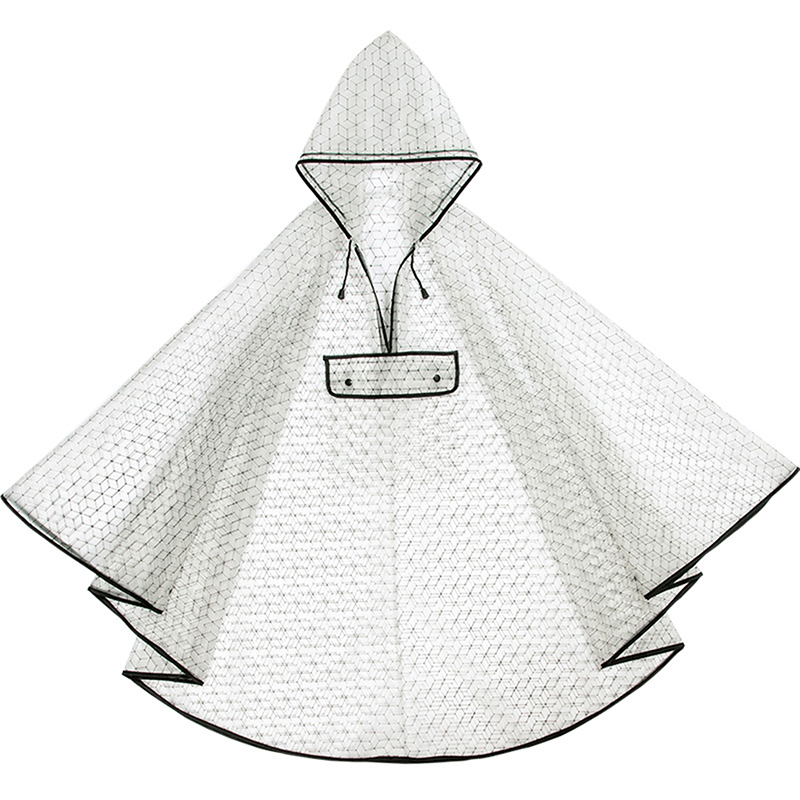 Mode Regen Cap Waterdichte Herbruikbare Plastic Eva Vrouwen Regen Cape Regenjas Mannen Hooded Poncho Voor Wandelen Paardrijden: Black Edging